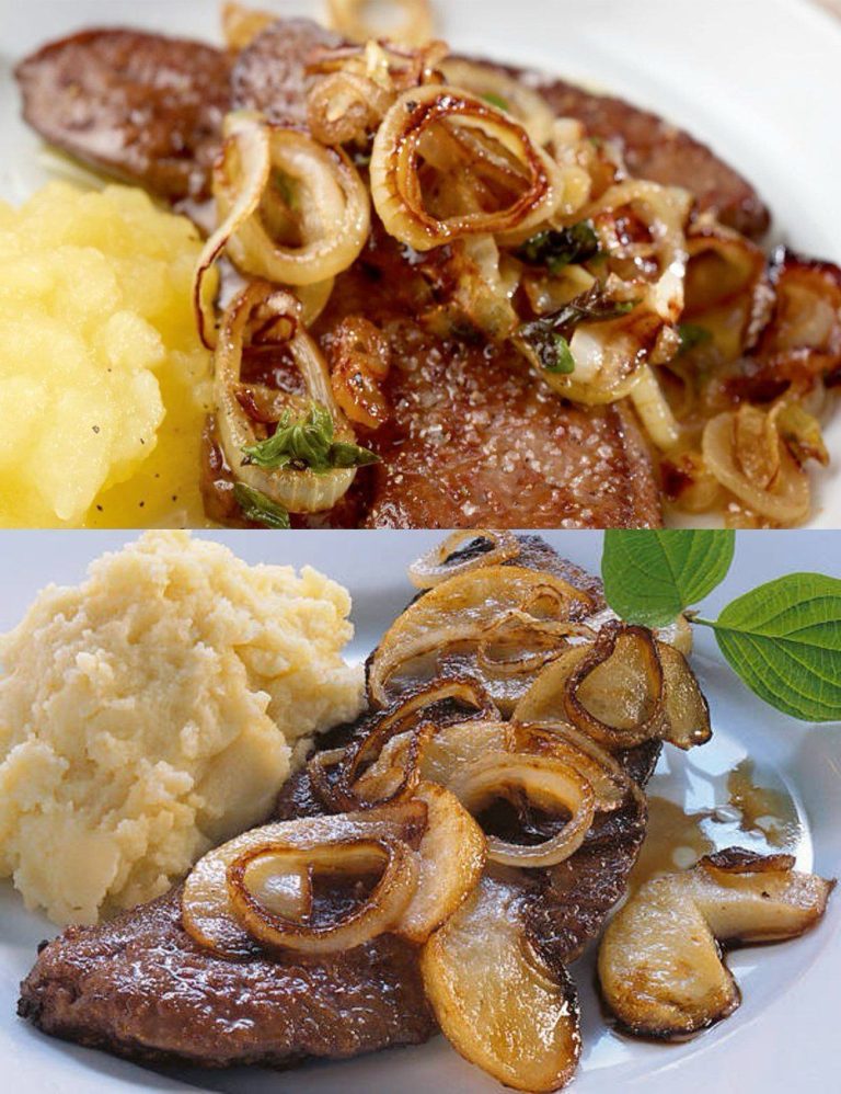 Wątróbka drobiowa z cebulą i szałwią (bez wina)