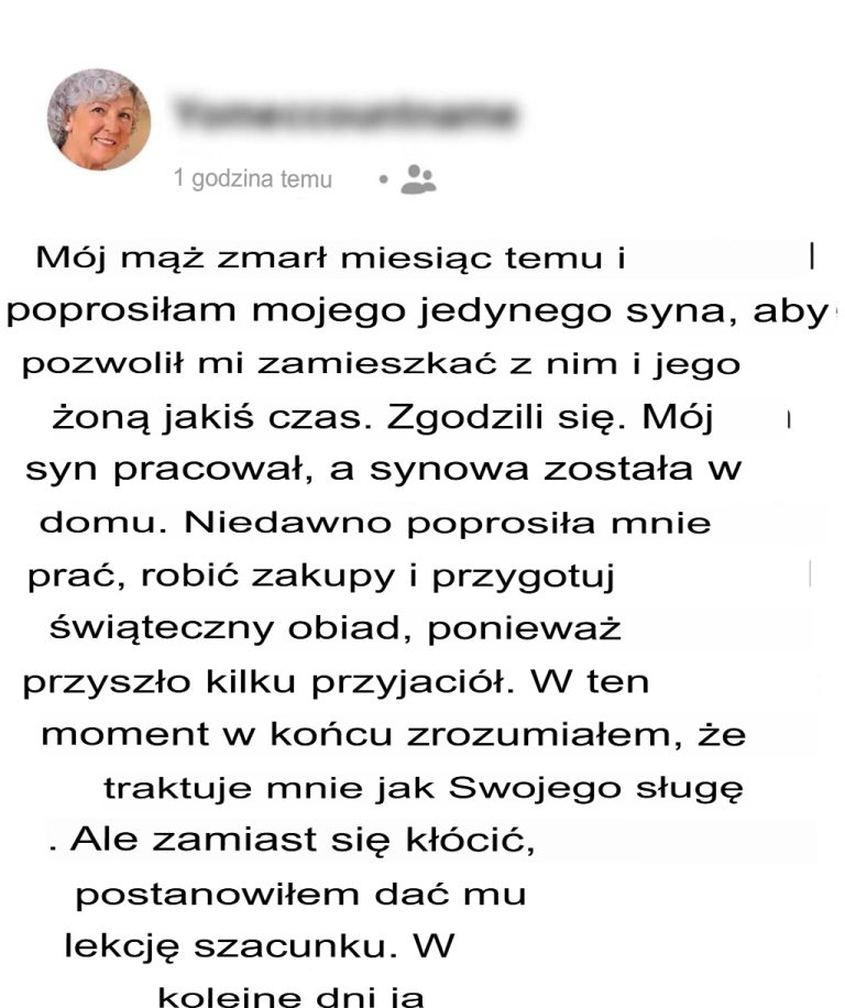 Moja synowa traktuje mnie jak służącą, więc postanowiłem dać jej nauczkę na te święta.