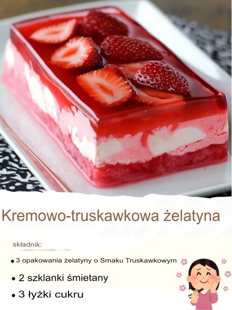 Kremowy galaretka truskawkowa