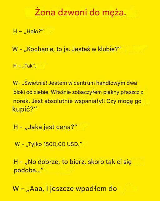 Żona dzwoni do męża.