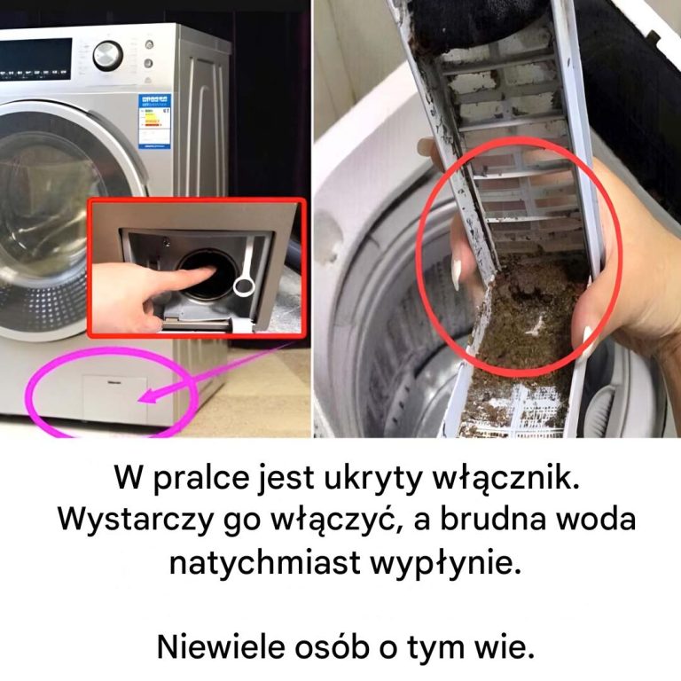W pralce znajduje się ukryty przełącznik: wystarczy go dotknąć, a brudna woda natychmiast wypłynie.