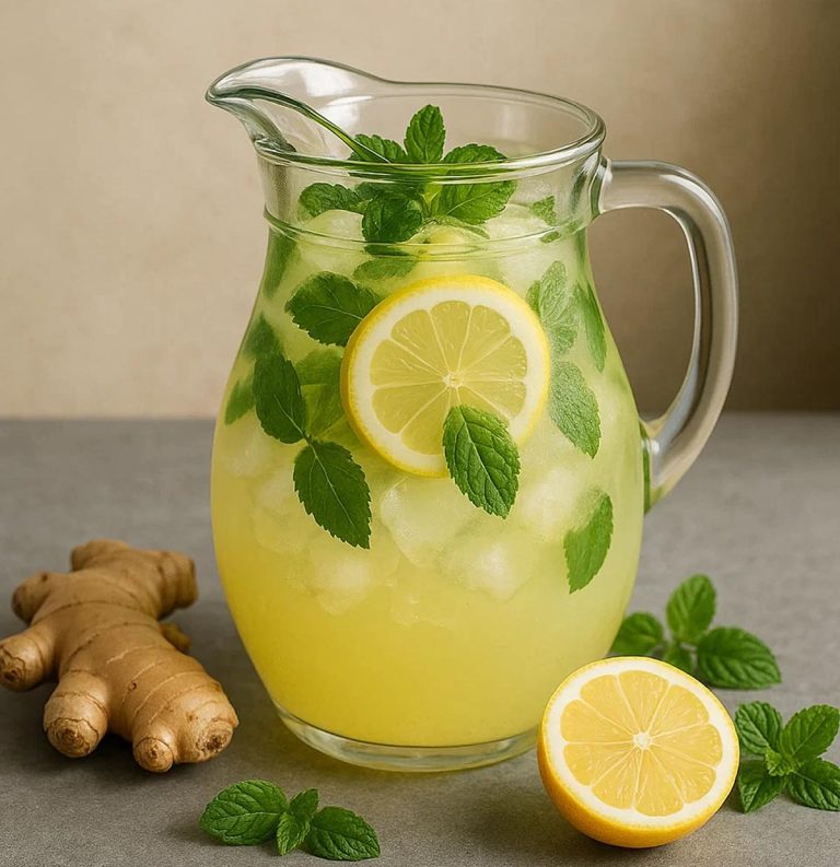 Woda, imbir, mięta i cytryna: orzeźwiający napój, który leczy i pomaga schudnąć.