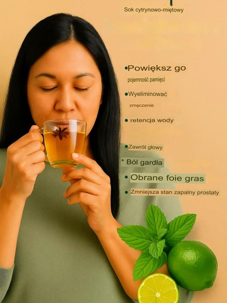 Peppermint and Lemon Juice: Orzeźwiający, naturalny i bogaty w korzyści. Ten napój to silny naturalny tonik, idealny na: