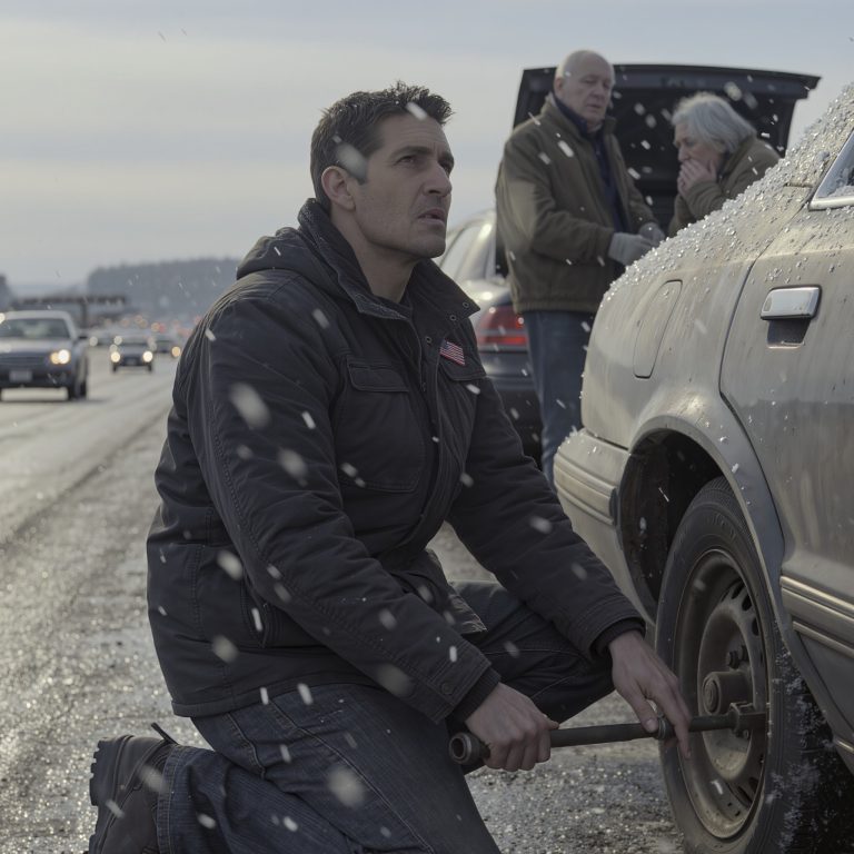 Kiedy wiozłam moją siedmioletnią córkę do babci na Święto Dziękczynienia, zatrzymałam się, żeby pomóc starszej parze z przebitą oponą na śniegu – tydzień później mama zadzwoniła do mnie z krzykiem: „Czemu nic mi nie POWIEDZIAŁEŚ?! Włącz telewizor. NATYCHMIAST!”