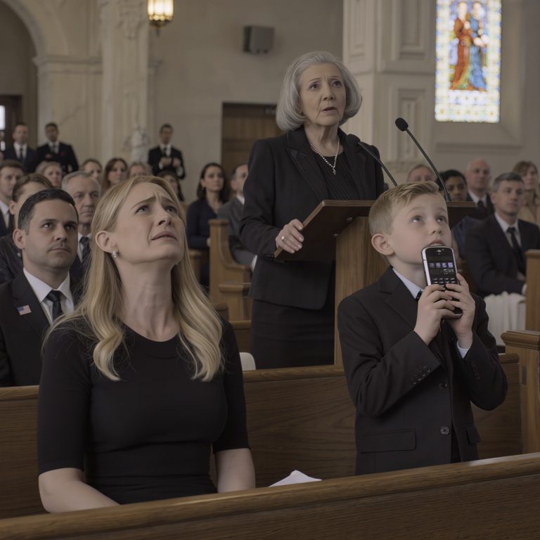 Na pogrzebie mojego męża moja teściowa stanęła przed 300 gośćmi i powiedziała chłodno: „Przynajmniej teraz nie żyje; nie musi żyć z hańbą, jaką jest jego żona” – krewni kiwali głowami, aż nagle mój 8-letni syn wstał, podniósł telefon swojego taty i zadał pytanie, które sprawiło, że zbladła, a cała rodzina mojego męża oniemiała.