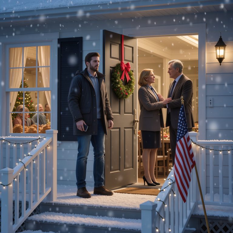 W Święto Dziękczynienia rodzice zatrzymali mnie przy drzwiach wejściowych i powiedzieli: „Nie jesteś zaproszony – proszę, idź do domu”. Za nimi widziałem siostrę, wujka, a nawet najlepszą przyjaciółkę, śmiejących się przy stole, jakby to były kolejne radosne święta. Skinąłem tylko głową, wróciłem do samochodu i wykonałem jeden cichy telefon. Dwadzieścia minut później mój telefon zaczął się świecić… I nikt już się nie śmiał.