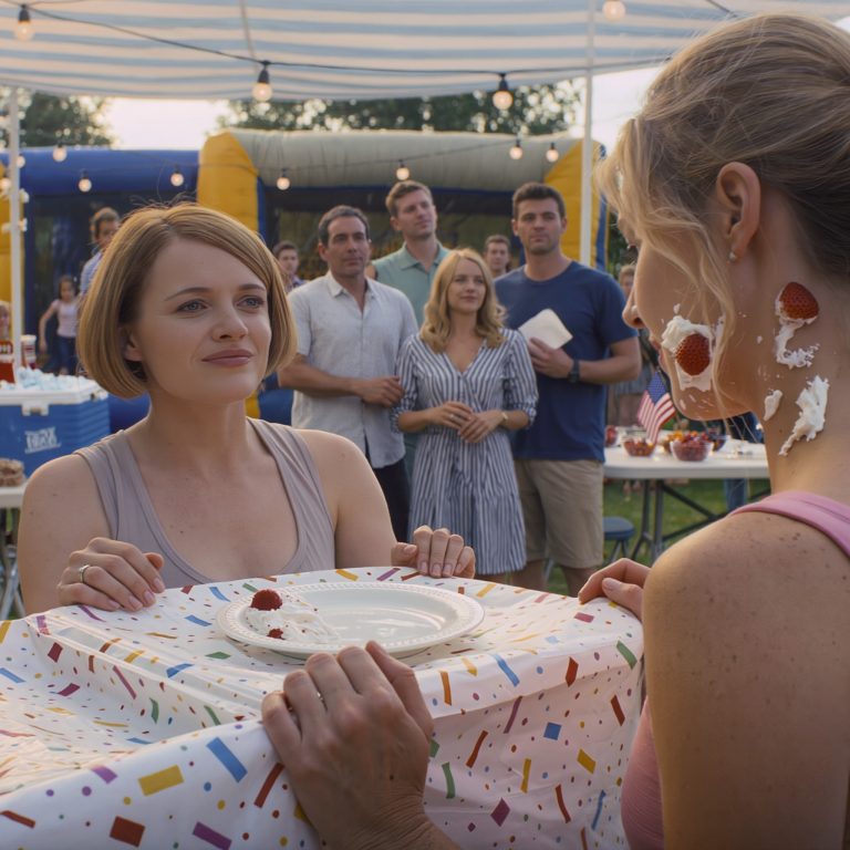 At my daughter’s 7th birthday—when everything was “perfect like a photo”—my sister-in-law walked up, dragged a line through the frosting like she was marking territory, smiled sweet like a slap… and within seconds the entire cake crashed onto me—and what froze the whole backyard solid wasn’t the cream, but my little girl’s “wish”…