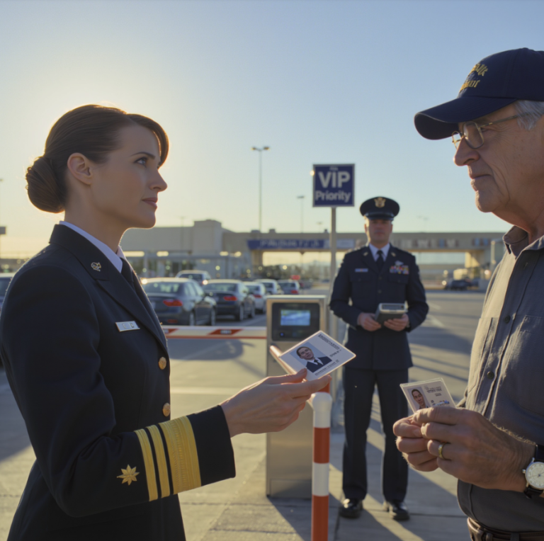 STRAŻNIK POPROSIŁ O DOWÓD TOŻSAMOŚCI. MÓJ TATA DAŁ MI SWOJĄ LEGITYMACJĘ. JEST ZE MNĄ, POWIEDZIAŁ. TYLKO CYWIL