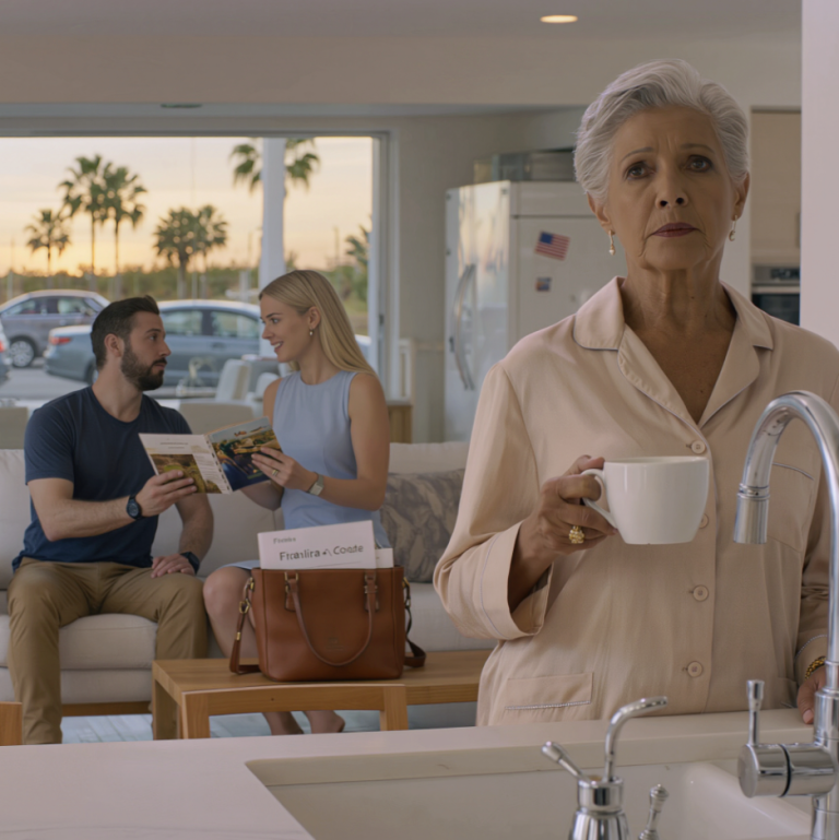 Moja synowa pisnęła: „Kochanie, znalazłam nową lodówkę za dwadzieścia pięć tysięcy dolarów!”. Syn skinął głową i sięgnął do torebki mamy, żeby wyjąć jej wizytówkę, ale zamiast niej wyciągnął plik papierów, które wyraźnie wskazywały, kto jest prawdziwym właścicielem tego mieszkania. Zbladł, a cała atmosfera przy stole nagle się zmieniła.