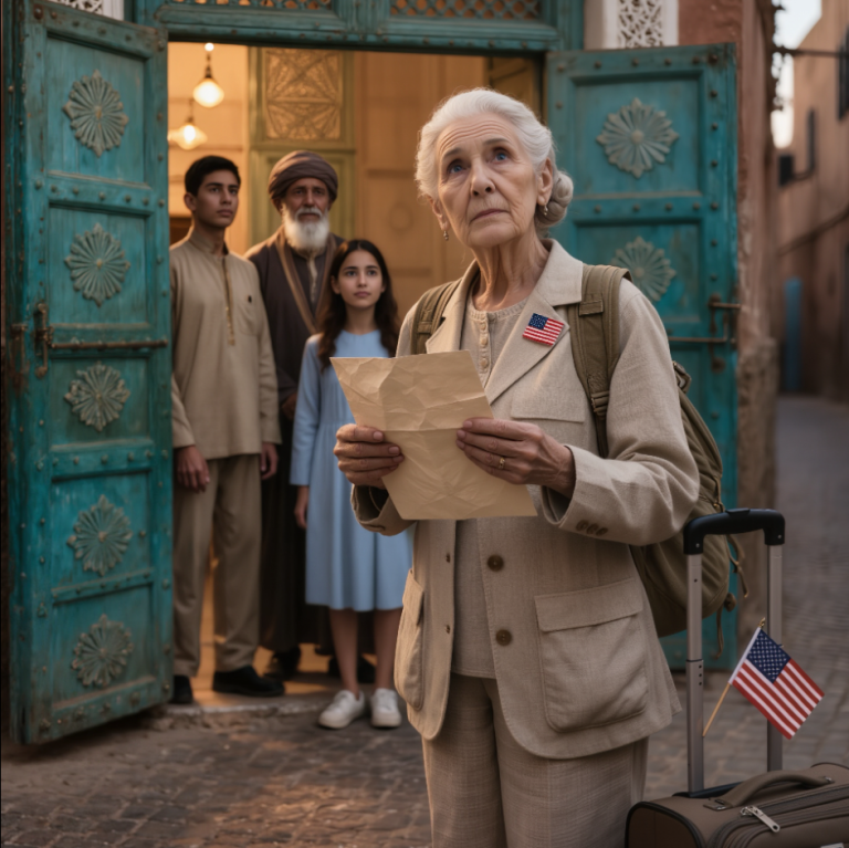 Po 40 latach małżeństwa mój mąż zmarł i zostawił mi jedynie skrawek papieru z adresem w Marrakeszu w Maroku, bez żadnego wyjaśnienia. Z ciekawości poleciałam tam, zapukałam do drzwi domu, którego nigdy wcześniej nie widziałam, i zastałam całą czekającą rodzinę; jedna z nich spojrzała na mnie i cicho powiedziała: „Wreszcie… wróciła do domu”.