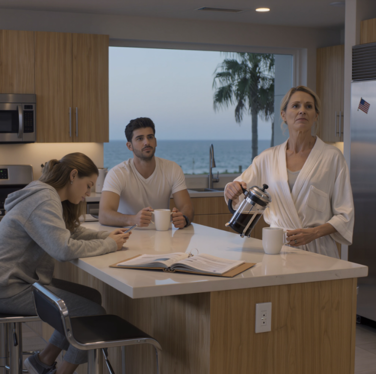 Moja córka pojawiła się w moim domku na plaży ze swoim nowym mężem i powiedziała: „Mój facet lubi jeść śniadania punktualnie o 5 rano — jako gospodarz, to twoja rola”… Więc nastawiłam budzik na 4 rano i zaplanowałam małą niespodziankę w ich kawie, której nigdy nie zapomną