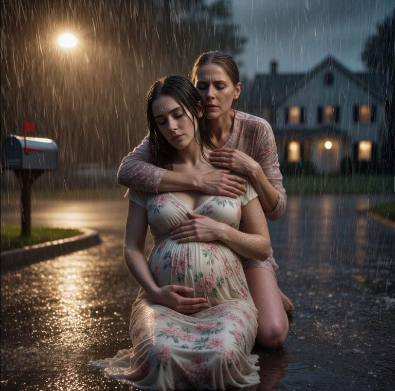 O ósmej wieczorem znalazłam moją ciężarną córkę klęczącą na mroźnym deszczu, podczas gdy rodzina jej męża śmiała się w środku — wniosłam ją do środka, kopnęłam drzwi i powiedziałam pięć słów, o których Bóg nigdy nie pozwoli im zapomnieć