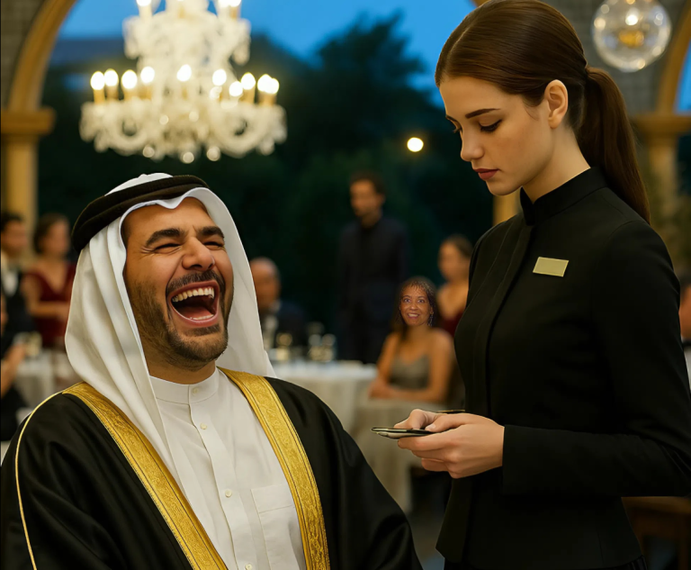 Szejch obraził kelnerkę po arabsku, myśląc, że dziewczyna nic nie zrozumiała: jednak kilka sekund później kelnerka odpowiedziała jej w nienagannym języku arabskim