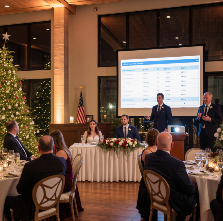 Na moim własnym ślubie mój tata wziął mikrofon i powiedział: „Wznieście toast za córkę, która w końcu znalazła kogoś na tyle zdesperowanego, by się z nią ożenić”. Ludzie się śmiali. Mój narzeczony nie. Odtworzył film na projektorze i powiedział: „Porozmawiajmy o tym, co zrobiłeś zamiast tego”.